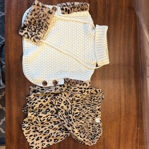 Cozy Cream Turtleneck Sweater with Leopard Accents